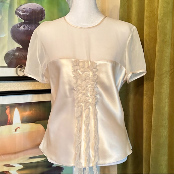 Geri Gerard Collection Silk Short Sleeve Blouse Too - Picture 1 of 9